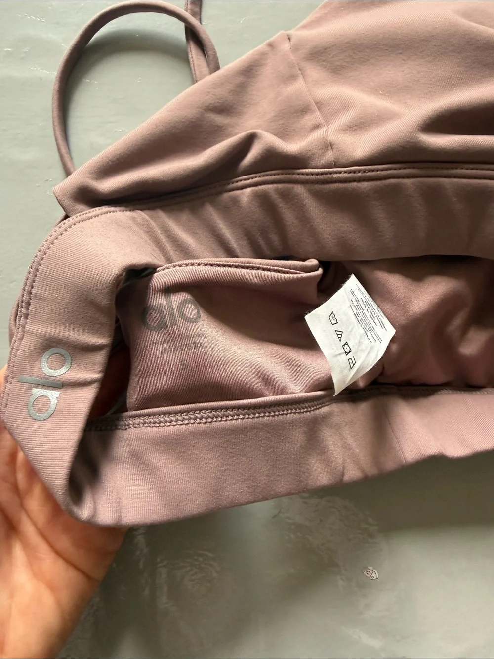 ALO Yoga Starlet Lace Up Sports Bra in Dusty Rose/Smoky Quartz